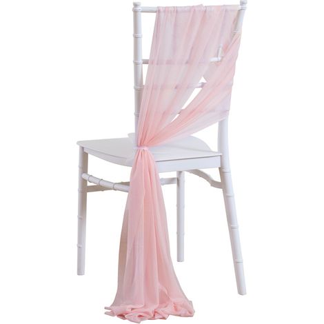 20 Deux rideaux décoratifs de dossier chaise mariage d'église en plein air rideau gaze douce anti rides clair 250cm Rose (1/5)