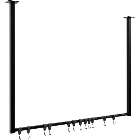 Appendiabiti/appendiabiti sospeso con 12 ganci 100x80 cm acciaio verniciato a polvere nero 100009010