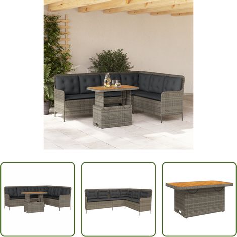 vidaXL PE-Rattan - 2-tlg. Garten-Sofagarnitur mit Auflagen Poly Rattan Grau (1/5)