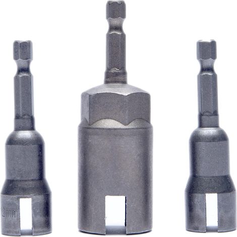 Ensemble de tournevis à écrou à oreilles électrique 3 pièces, jeu de clés à douille pour foret à fente, tige hexagonale 1/4" 19 mm (1/5)