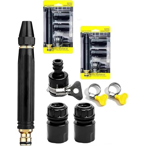 Buse haute pression pour tuyau d'arrosage. Pistolet de nettoyage haute pression en alu avec buses (1/5)