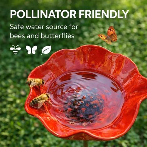 Piquet de jardin en fleur 15cm, abreuvoir pour abeilles, papillons et oiseaux, décor extérieur, station d’arrosage pour pollinisateurs, cadeau jardinage