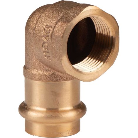 Kupfer Pressfitting Winkel 90° aus Rotguss 22 mm - 3/4" IG V+M-Kontur DVGW