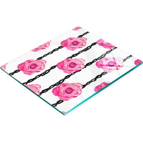 Tagliere da cucina in vetro temperato con decorazioni a rose, 60x52 cm (1/5)