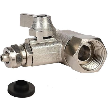 Adaptateur de raccordement d'eau 3/8 x 1/4 en T avec vanne d'arrêt laiton pour 2 appareils Tuyau d'arrosage Robinet Installation facile Durable Inoxydable -