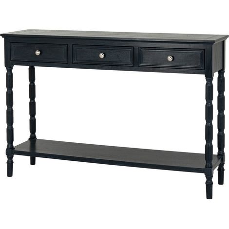 Contour Collection 3 Drawer Console Table - Wood - L33 x W120 x H80 cm - Black