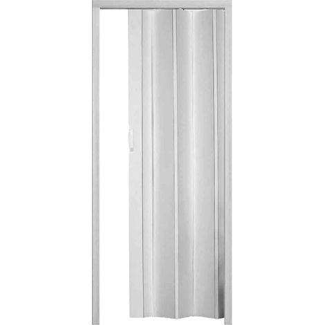 Porta a soffietto scomparsa pvc effetto legno bianco venato rilievo chiusura magnetica casa maniglia cm 215x84 2712