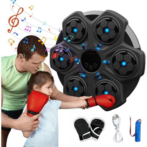 Machine de boxe musicale avec gants, machine de boxe murale avec lumières et vitesse réglable, machine de boxe intelligente Bluetooth avec réglage du mode pour exercices à domicile, adultes et