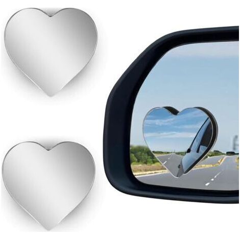 Pair Lot de 2 rétroviseurs d'angle mort en forme de cœur pour voiture , rétroviseurs latéraux réglables , grand angle , convexes , amovibles , sécurité renforcée , fixation universelle , accessoires d (1/4)
