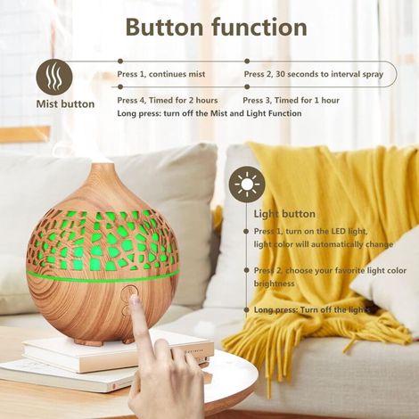 Diffusore di oli essenziali da 180 ml, umidificatore per aromaterapia a ultrasuoni USB e diffusore di fragranze con 7 luci LED colorate, diffusore di aromi per camera da letto, spa, yoga, ufficio, mar (1/3)