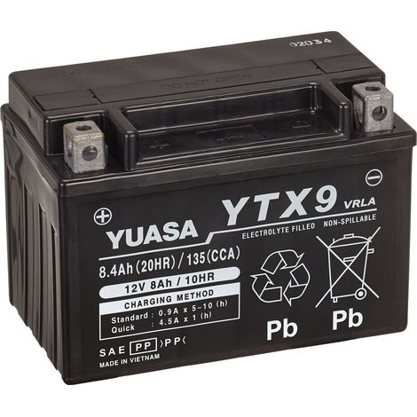 Batterie moto YUASA YTX9 / YTX9-BS - Plomb - 12V – 9Ah (1/3)