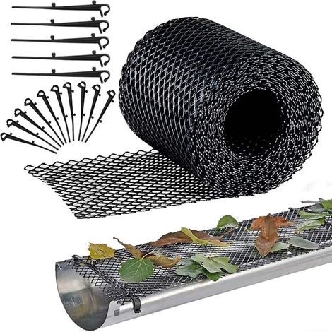 Grille de protection de gouttière en maille pour bloquer les ordures, prévention des feuilles, 15 cm x 6 m (1/5)