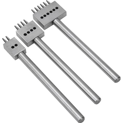 3Poinçons à griffes en acier argenté, 2/4/6 dents, emporte-pièce cuir DIY 5mm, outil de perforation manuel (1/4)