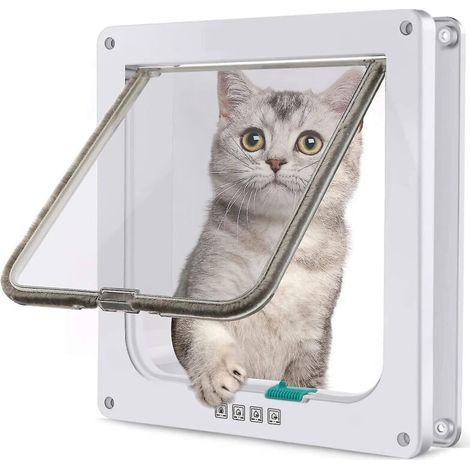 Grande chatière 23,5 x 25 x 5,5 cm, porte de chatière verrouillable à 4 points, porte silencieuse pour chien facile à installer, convient aux enfants (1/5)