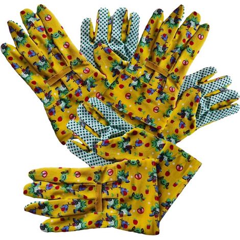 Lot de 3 paires de gants de jardinage antidérapants pour enfants (garçons et filles), style 4. (1/5)