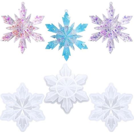3pcs Moules en Résine Époxy flocon de neige, 3D Moule pendentifs Époxy Créative, Moules De Coulée DIY pour décoration d\'intérieur (1/5)