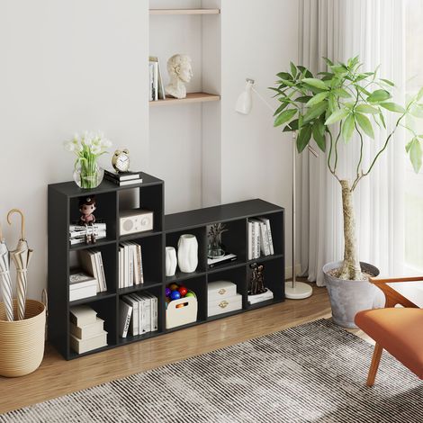 Étagère cube de rangement en bois noir, 6 casiers, 61,5 x 29,5 x 91,5 cm (1/5)