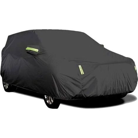 Outdoor Car Cover, Breathable, Anti-UV, Dustproof and Snowproof, with Fixed Buckle, Black, Reflective Strip (4.2 x 1.75 x 1.5 m) (1/5)