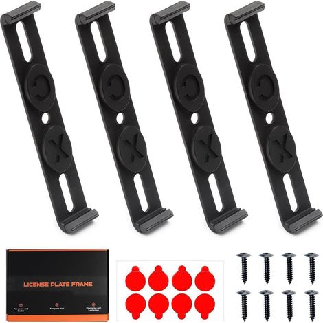 Lot de 4 supports de plaque d'immatriculation sans cadre ultra-plats et résistants aux intempéries (1/5)
