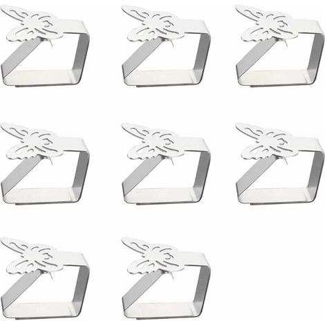 8 Support de Pince de Clip de Accroche Nappe en Acier Inoxydable Papillon Couverture de Table Clip Support de Nappe l'épaisseur de la Table ne Dépasse Pas 3 cm Utilisé (6.25cm)-LIAIKI (1/4)
