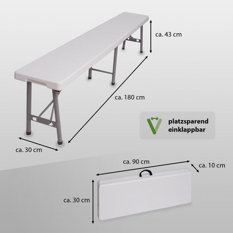 Bierzeltbank für 4 Personen Kunstoff weiß 180 cm klappbar Klappbank Partybank Bierbank (1/5)