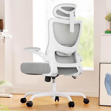 Chaise Bureau Ergonomique: Fauteuil de Bureau pour Ordinateur avec Dossier Haut en Résille et Soutien Lombaire Réglable, Chaise Travail Pivotante à roulettes avec Accoudoirs 3D et Appui-tête (1/5)