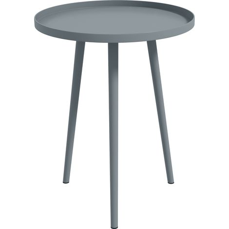 Runder Beistelltisch aus Stahl für den Außenbereich, grau, Ø 40 x 50 cm (Höhe)