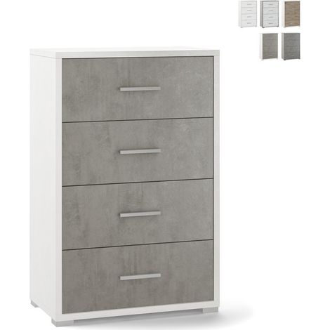 Cassettiera camera da letto 4 cassetti ufficio design moderno Adelia - Bianco - Grigio (1/5)