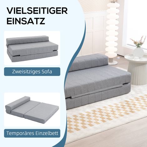 Fauteuil-lit pliant transformable en couchage d'appoint, dépliable, capacité de charge max 250 kg, dimensions 138x80x50 cm, teinte grise (1/4)