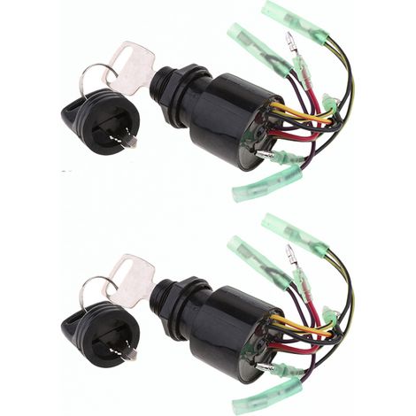 Ersatz-Schlüsselschalter für Mercury Mariner Außenbordmotor-Steuerbox mit 2 Schlüsseln, 3 Positionen, 6 Drähten, Stromausfall-Startanschluss 87-17009A2 87-17009A5 (1/4)