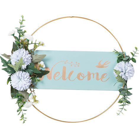 Couronne de fleurs artificielles, couronne de printemps, couronne de fleurs en métal pour-AquaForge (1/5)