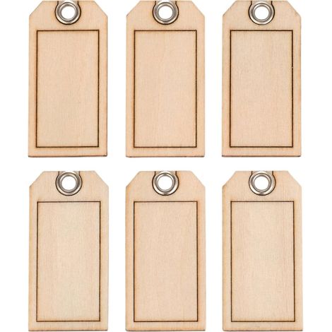 Glorex Holzetiketten mit Loch 2,2 x 4,3cm, 6 Stück Holzetiketten