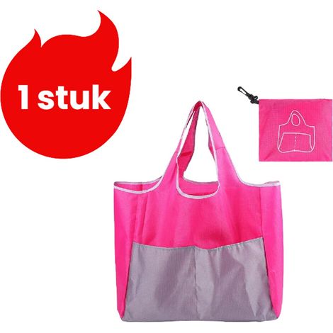 Sac de courses pliable et portable rose en tissu Oxford grand format sac écologique réutilisable avec poignée pour courses rangement et transport au quotidien (1/5)