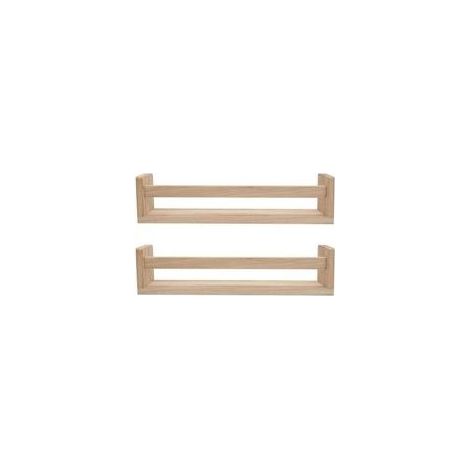 Étagère Murale Flottante En Bois Naturel 2 Pièces Bibliothèque Enfant Chambre Décor Bain Épices Cuisine (1/4)