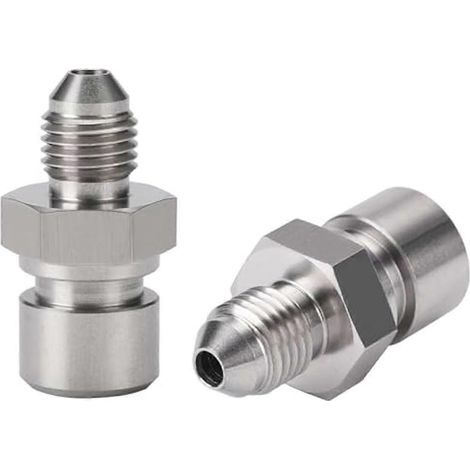 4AN male to 3/8-24 3/16" female reverse flare brake line adapter, stainless steel (2 pieces)