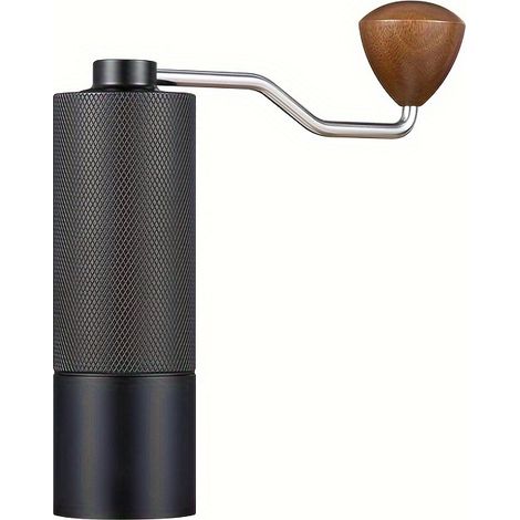 Professionelle manuelle Kaffeemühle, Handmühle aus Aluminiumlegierung mit verstellbaren Lagern und Holzgriff (Schwarz) (1/5)