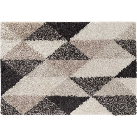 Tapis d'intérieur rectangle à motif "Prism" - Beige / Noir - 60 x 110 cm - Livraison gratuite (1/4)
