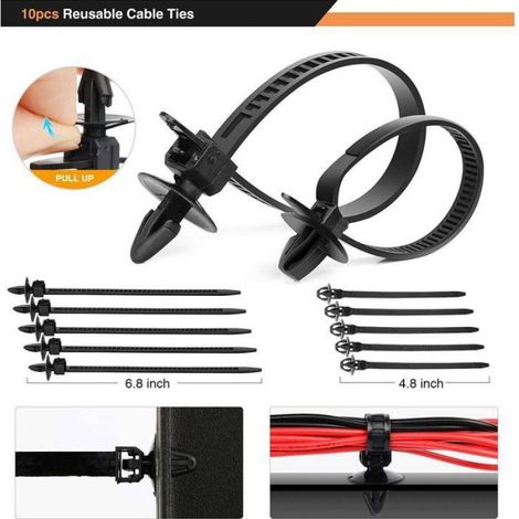 Clips De Fixation - 635 Pièces En Nylon Noir - Pour Panneaux Automobiles Garnitures Pare-Chocs Ailes - 16 Tailles 6 À 10 Mm - Avec 10 Serre-Câbles Et 2 Extracteurs (1/5)