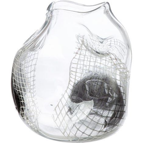 Vase en Verre - Grid - Transparent, Noir teinté dans la Masse - Hauteur : 22 cm - Vase de Table étanche (1/2)
