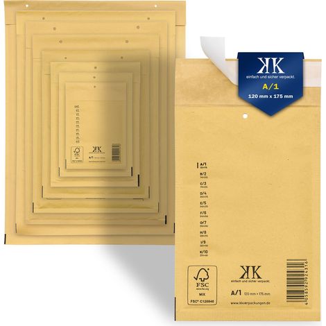 11800 Luftpolster-Versandtaschen A1 A/1 120x175mm (Außenmaß) DIN A6+ Braun (1/5)