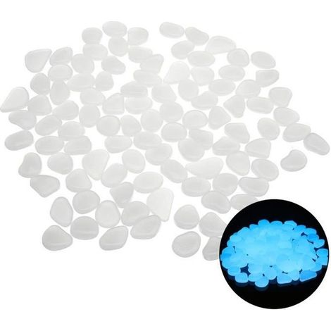 Galets lumineux blancs fluorescents - 100PCS - Décoration jardin, chemin, piscine (1/3)