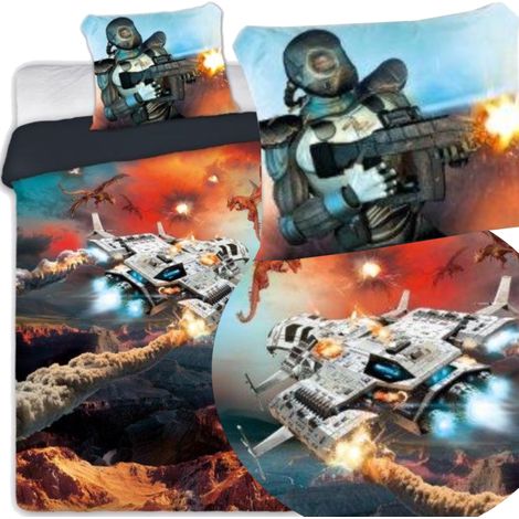 Ropa de cama juvenil 140x200 gamer GRA nave espacial guerra espacial (1/2)