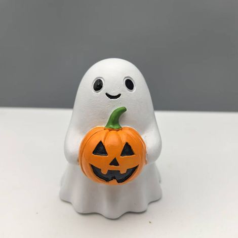 Décoration d'Halloween en Résine Citrouille Blanche, Ornement de Table pour Fête d'Automne, Idée Déco Maison Thanksgiving et Célébrations