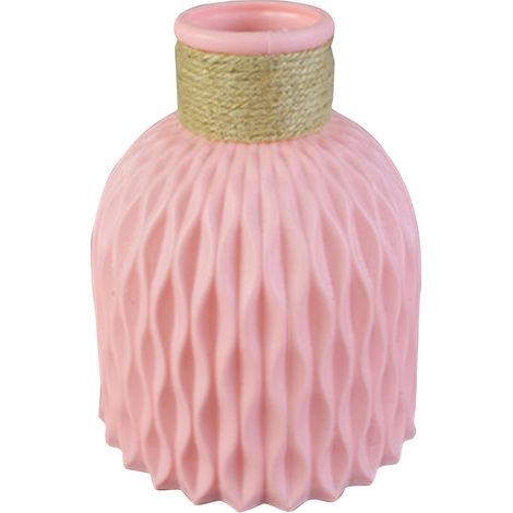 Vase Rétrô - En Plastique - Pour Arrangement Floral Intérieur - Hauteur 15,5 cm - Diamètre 5 cm - Couleur Rose - 1 Pièce (1/2)