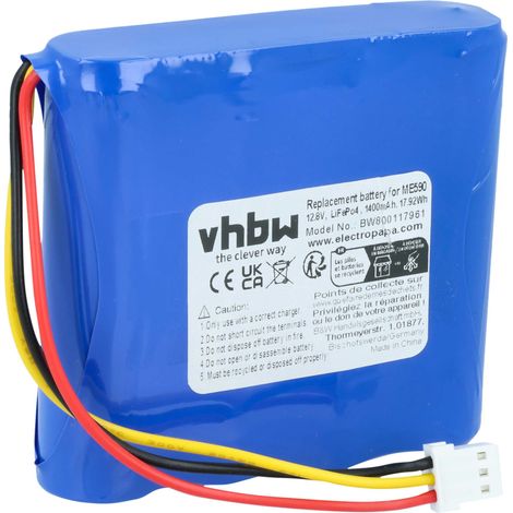 vhbw Akku Ersatz für Moneual 12J003633 für Staubsauger (1400 mAh, 12,8 V, LiFePO4)