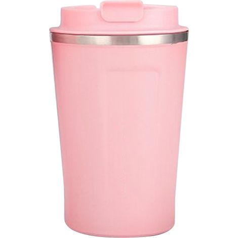 Gobelet isotherme 380ml rose, doublure acier inoxydable 304, verrouillage sécurisé, grande capacité, portable, tasse à café avec couvercle pour bureau (1/5)