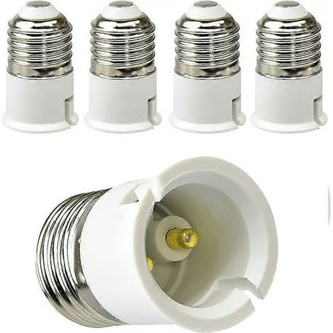 Adaptateur E27 vers B22 pour ampoules LED et halogènes, convertisseur de douille E27, puissance maximale 60 W, 100-220 V, résistance à la chaleur jusqu'à 120 °C, lot de 5 (1/5)