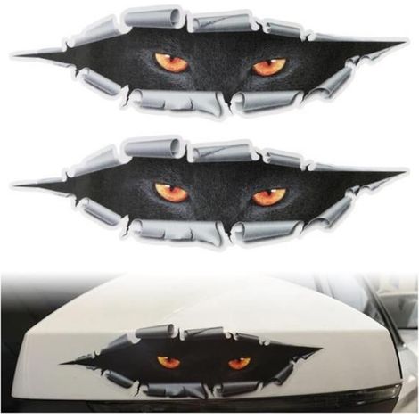 Autocollants de voiture, 1 Paire 3D Autocollant de Voiture Chat Yeux, 3D Animal Décalque Autocollant, Autocollant Décoration (1/5)
