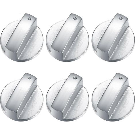 6 Pcs Gas Stove Control Knobs, Metal 6mm Cooker Control Switch Knobs, Silver Adaptors Oven Cooking Surface Switch Buttons, Gas Hob Knobs Control (1/5)