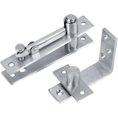 Charnières de pivot de porte, très résistantes, système de charnières de pivot pour portes en bois, rotation à 360 degrés, charnières de pivot dissimulées en acier inoxydable. (1/4)